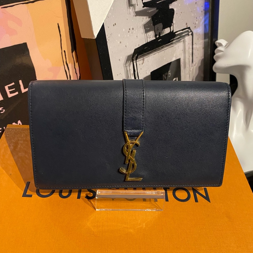 Saint Laurent YSL Monogram Large Flap Wallet w/COA